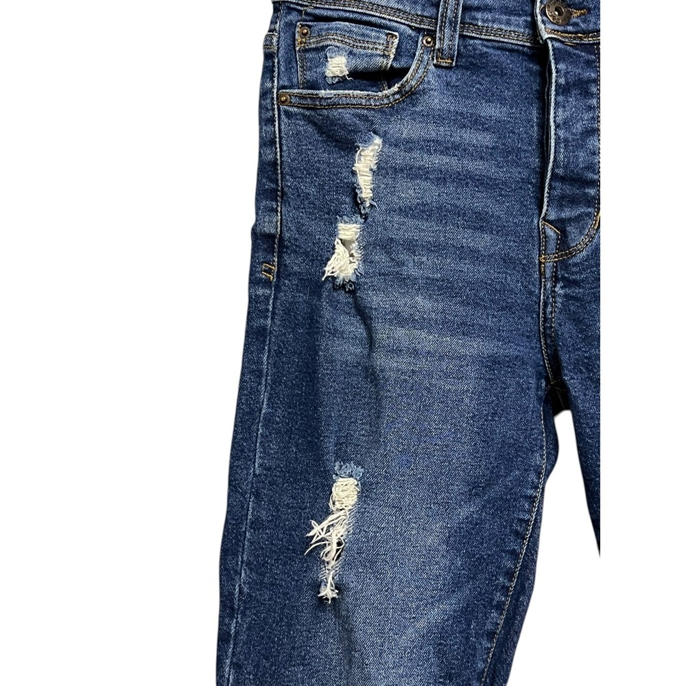 C&C California Skinny Jeans Womens 4/27 Blue Distressed High Rise Slit Edgy - Picture 5 of 10
